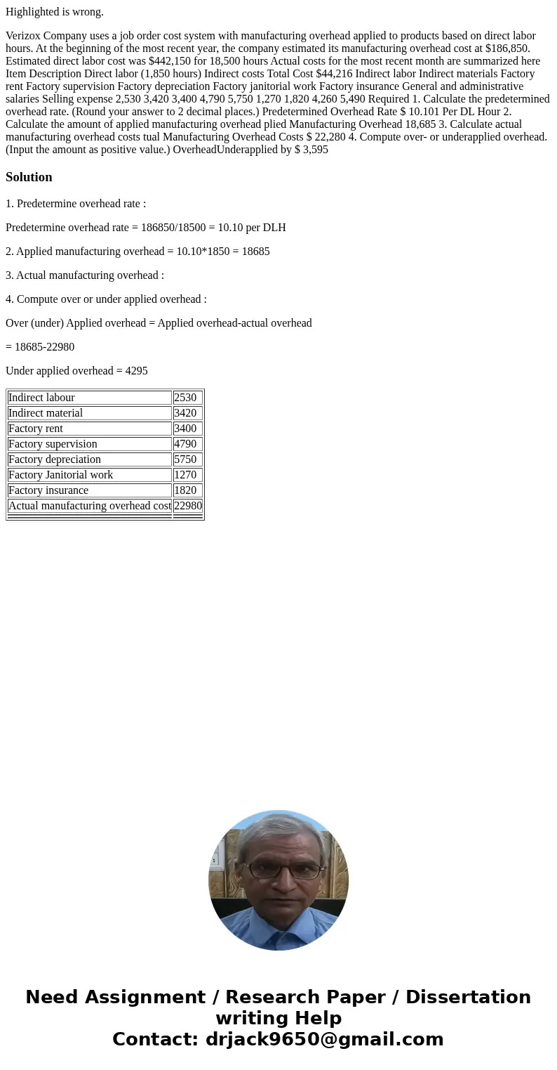 Highlighted is wrong. Verizox Company uses a job order cost system with manufacturing overhead applied to products based on direct labor hours. At the beginning Highlighted is wrong. Verizox Company uses a job order cost system with manufacturing overhead applied to products based on direct labor hours. At the beginning