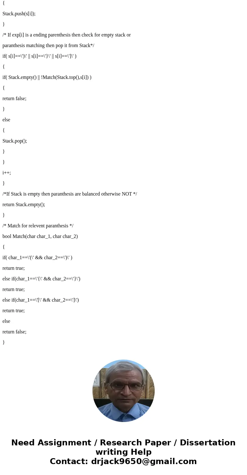 Im trying to create a c++ program that checks to see if a given file is balanced but the code constantly says it is balanced when it is not, code: #include <