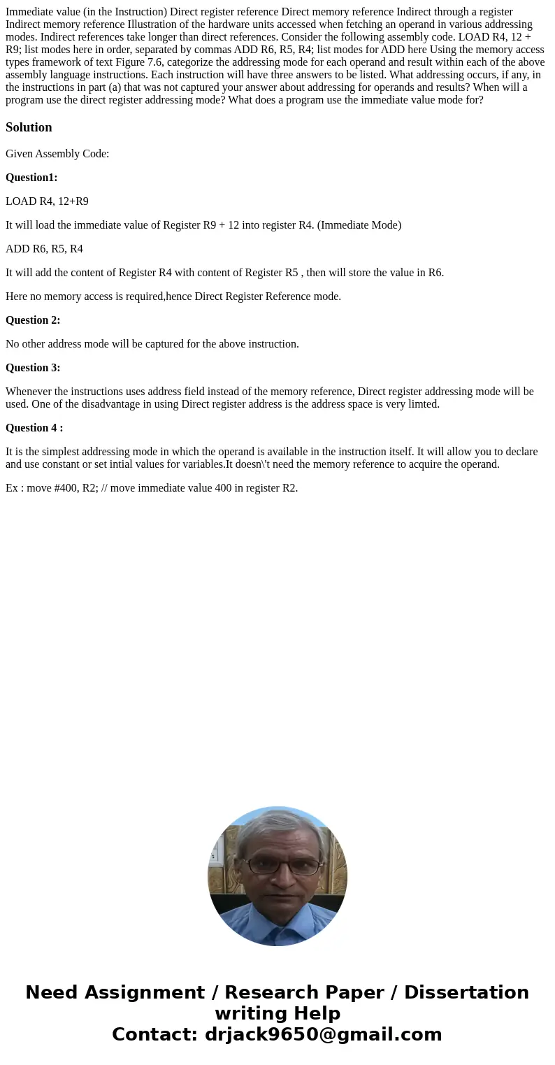 Immediate value (in the Instruction) Direct register reference Direct memory reference Indirect through a register Indirect memory reference Illustration of th  Immediate value (in the Instruction) Direct register reference Direct memory reference Indirect through a register Indirect memory reference Illustration of th