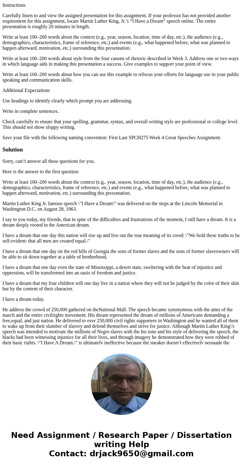 Instructions Carefully listen to and view the assigned presentation for this assignment. If your professor has not provided another requirement for this assignm Instructions Carefully listen to and view the assigned presentation for this assignment. If your professor has not provided another requirement for this assignm