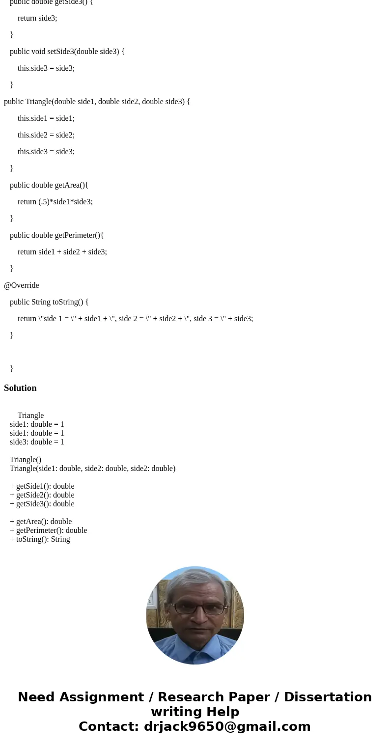 Java____I need to a UML diagram for this program: public class Triangle extends GeometricObject{ private double side1 = 5.0; private double side2 = 3.0; private