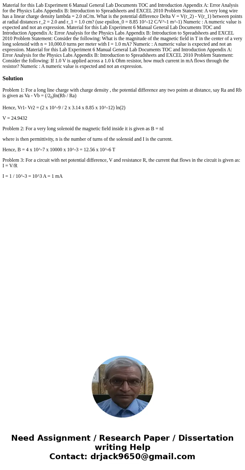  Material for this Lab Experiment 6 Manual General Lab Documents TOC and Introduction Appendix A: Error Analysis for the Physics Labs Appendix B: Introduction t