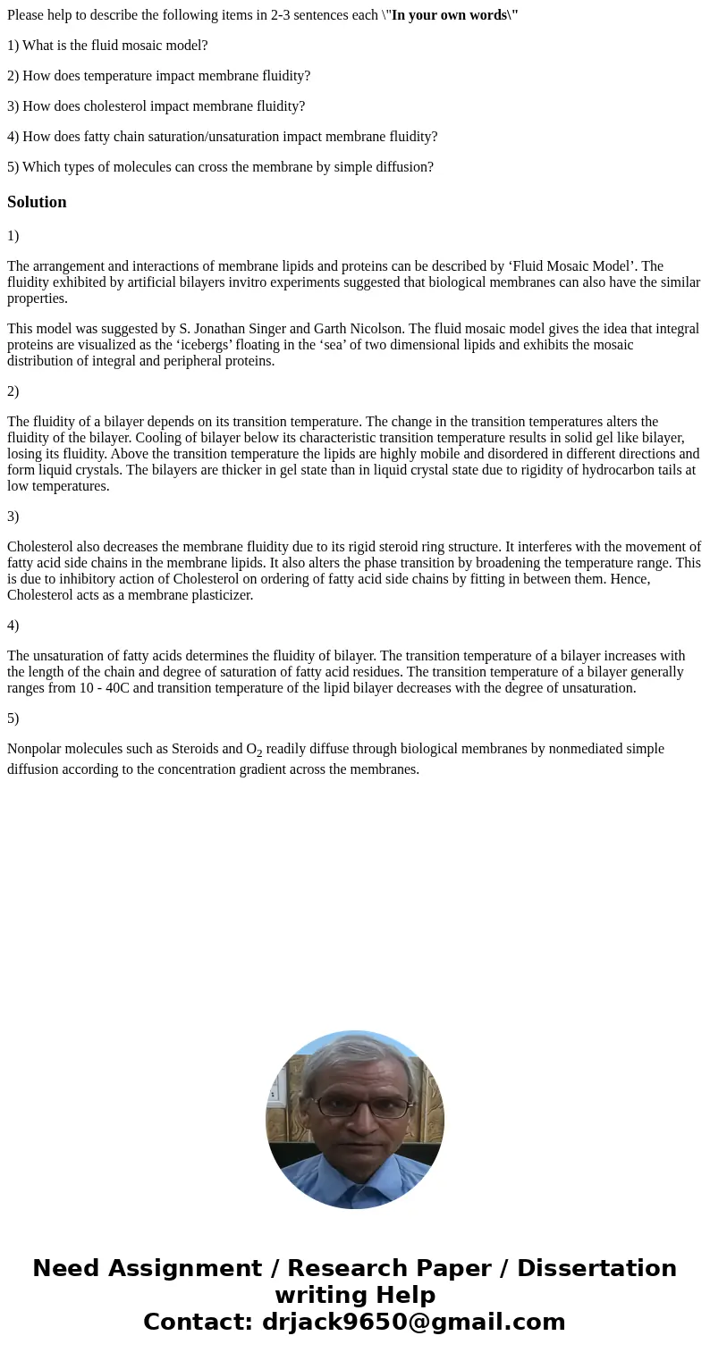 Please help to describe the following items in 2-3 sentences each \ Please help to describe the following items in 2-3 sentences each \