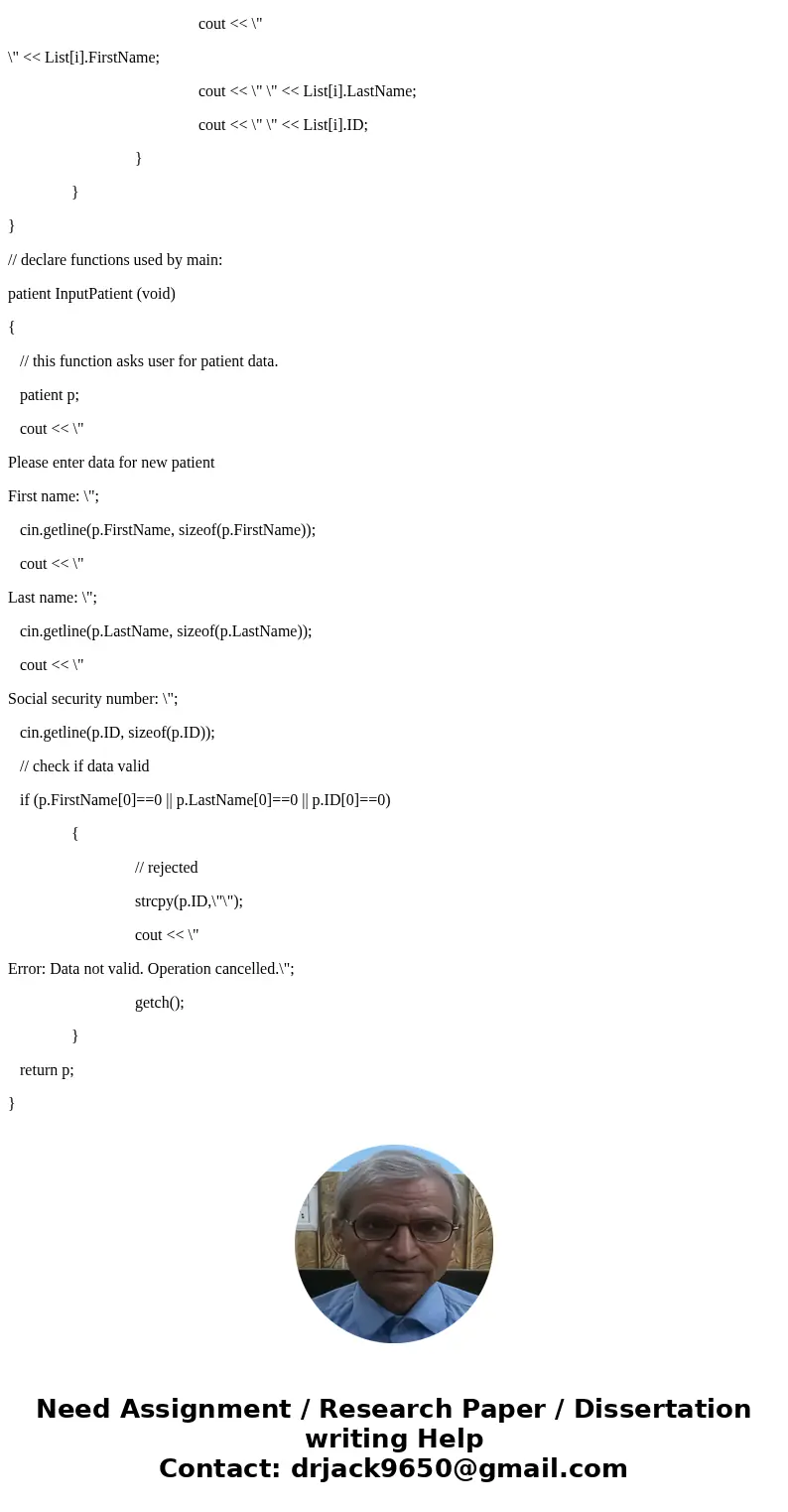 programming Code in C that loops requesting information about patients and inserting the information into a linked list: call a function responsible for allocat programming Code in C that loops requesting information about patients and inserting the information into a linked list: call a function responsible for allocat