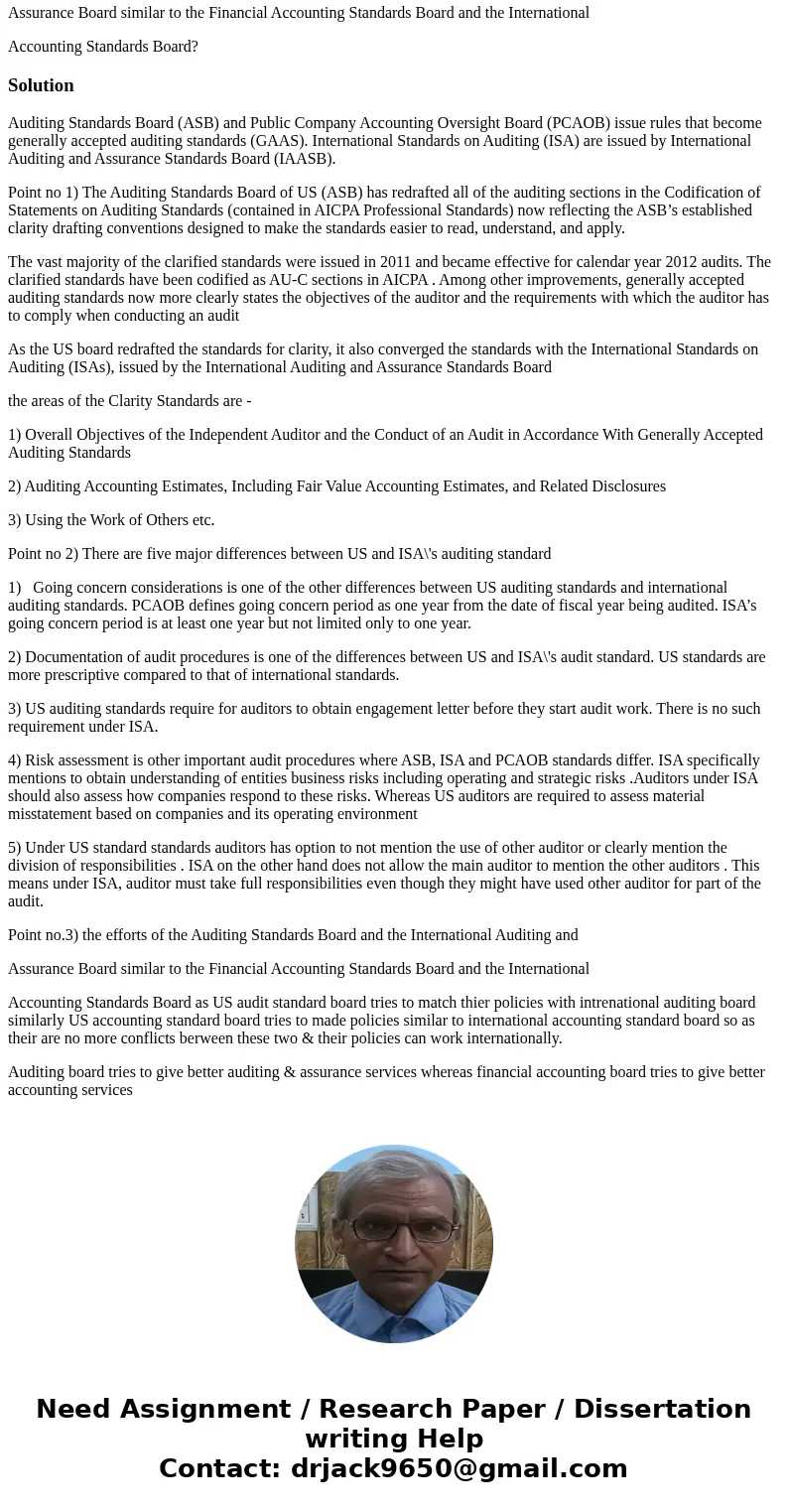 Read “A Comparison of U.S. Auditing Standards” (found in this week’s readings in the DeVry library). In 3-4 pages (12-pt type, double-spaced) answer the followi Read “A Comparison of U.S. Auditing Standards” (found in this week’s readings in the DeVry library). In 3-4 pages (12-pt type, double-spaced) answer the followi