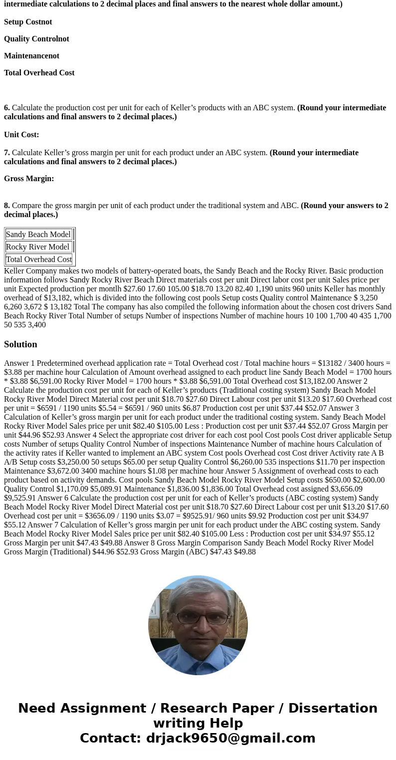 Selecting Cost Drivers, Assigning Costs Using Activity Rates Required: 1. Suppose Keller uses a traditional costing system with machine hours as the cost driver