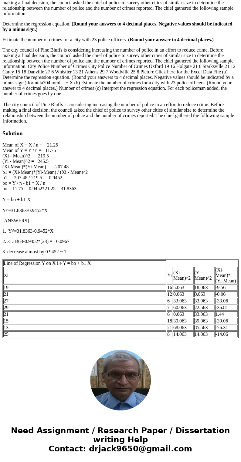 The city council of Pine Bluffs is considering increasing the number of police in an effort to reduce crime. Before making a final decision, the council asked t