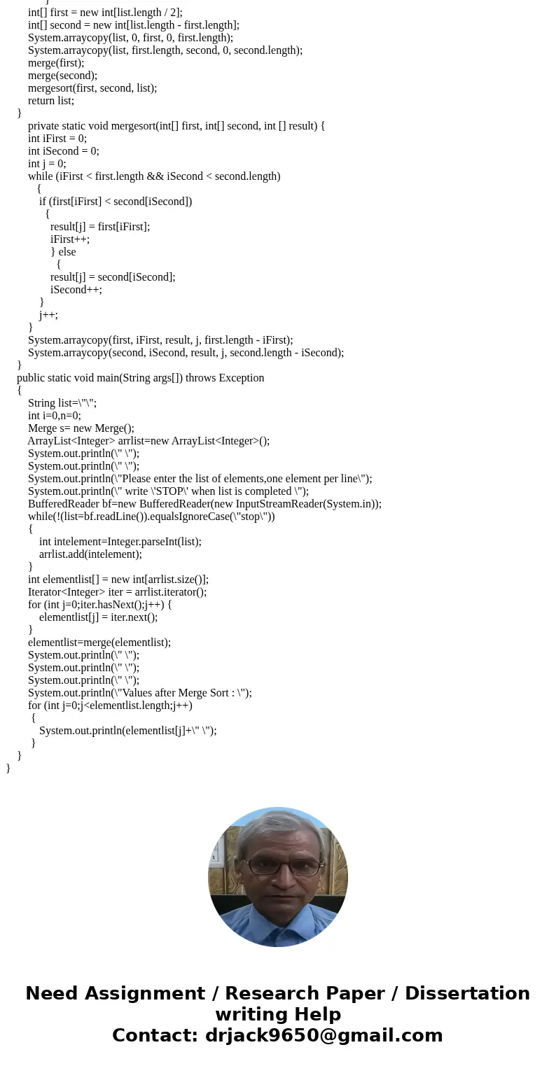  The implementation for Mergesort given in Section 7.4 takes an array as input and soils that array. At the beginning of Section 7.4 there is a simple pseudocod