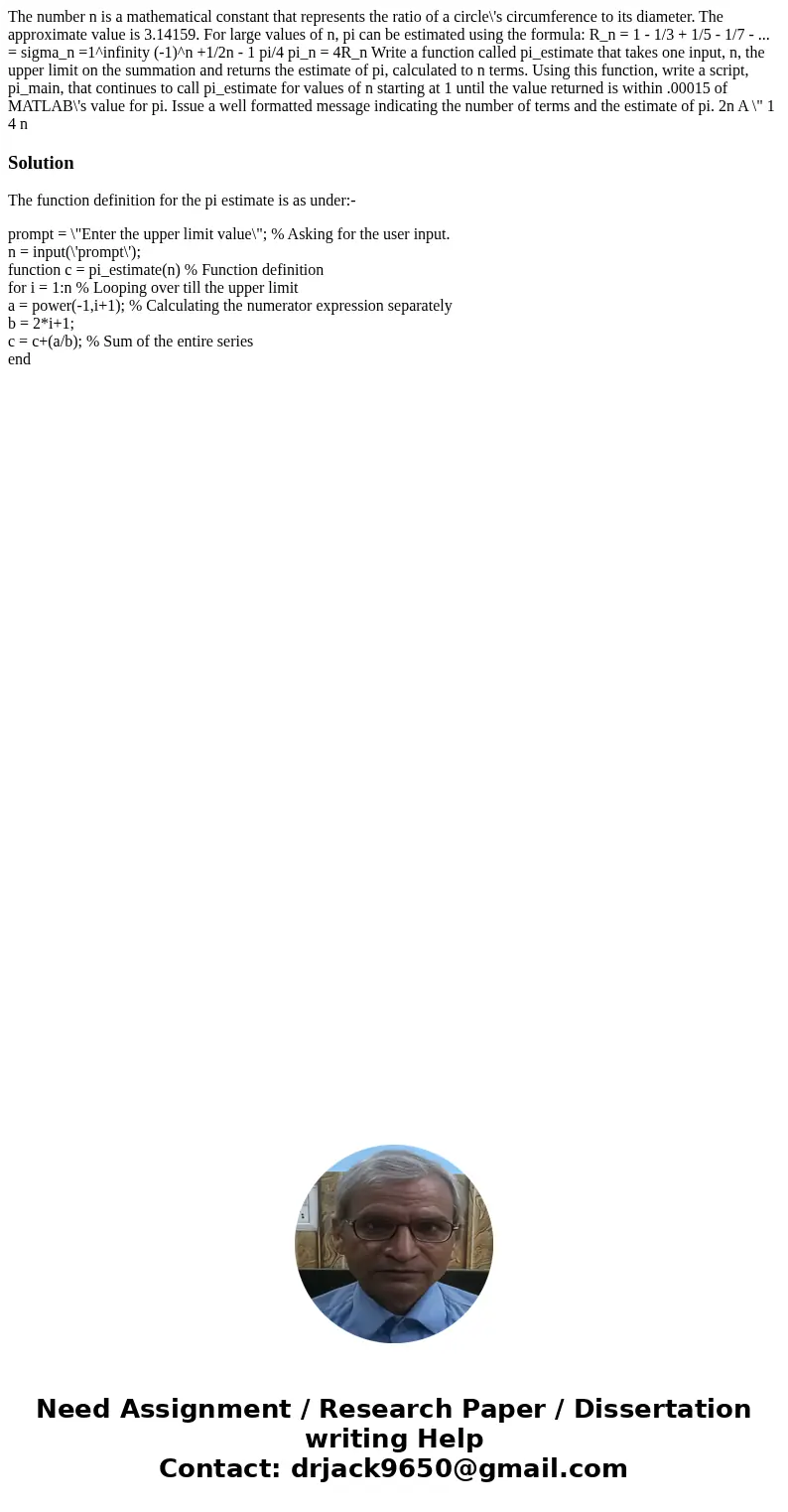  The number n is a mathematical constant that represents the ratio of a circle\'s circumference to its diameter. The approximate value is 3.14159. For large val