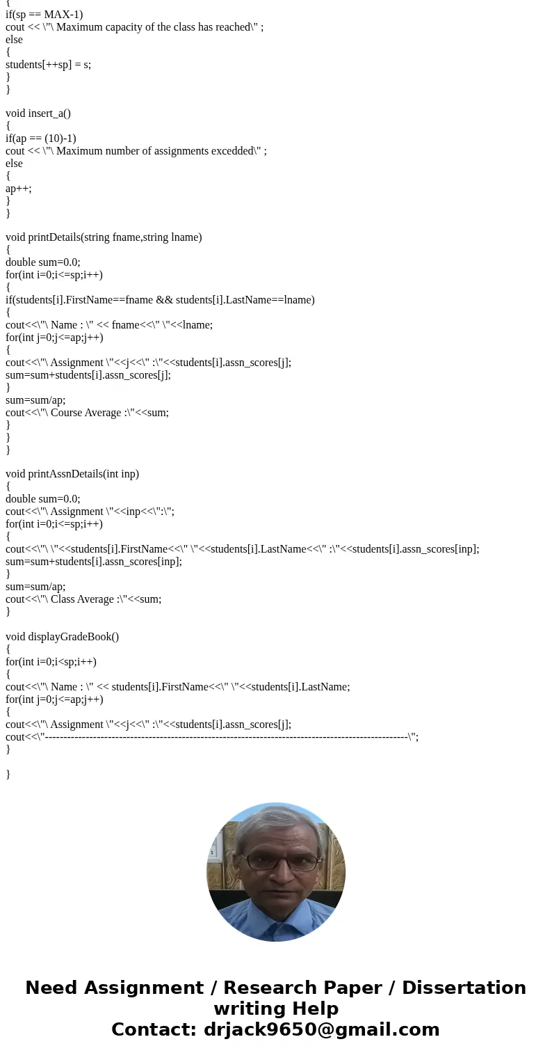 Using C++ Write a program that performs the following: 1. Presents the user a menu where they choose between: a. Add a new student to the class i. Prompts for f Using C++ Write a program that performs the following: 1. Presents the user a menu where they choose between: a. Add a new student to the class i. Prompts for f