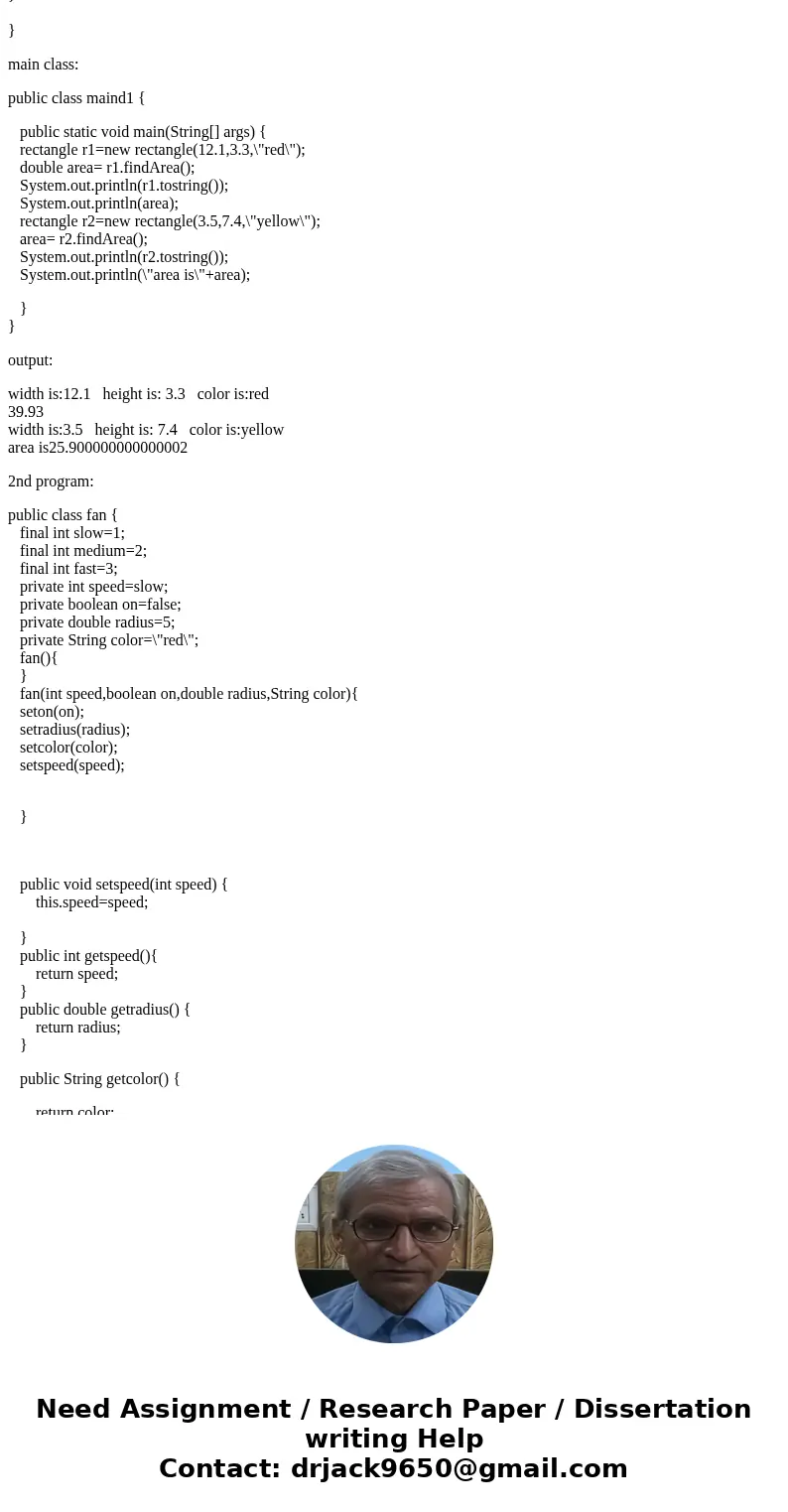 Write a class named Rectangle to represent rectangles. The data fields are width, height, and color. Use double for width and height, and String for color. Sup  Write a class named Rectangle to represent rectangles. The data fields are width, height, and color. Use double for width and height, and String for color. Sup