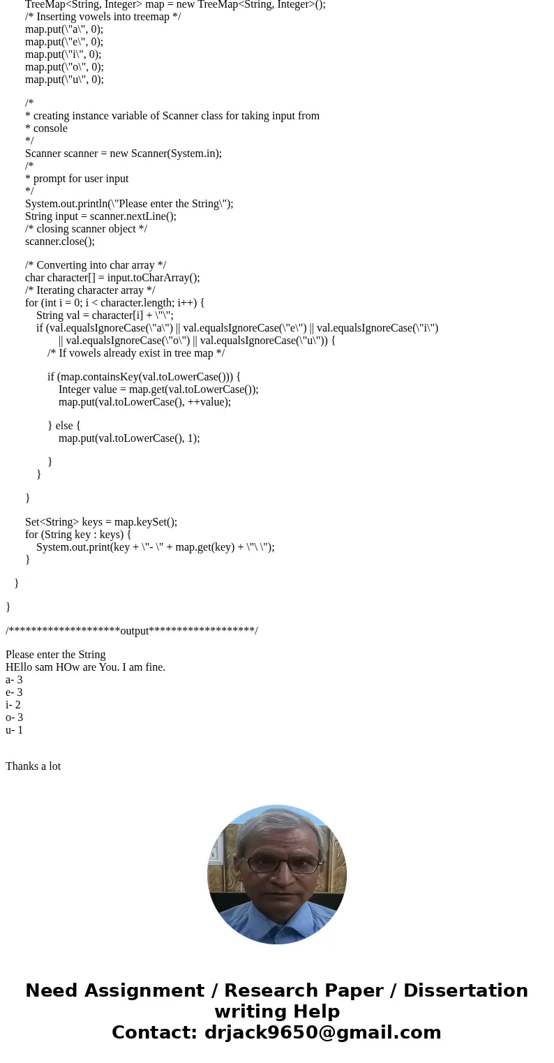 Write a program to read a string and count the vowels (“a”, “e”, “i”, “o”, and “u”). The program should provide a count for each vowel and a total count of vowe Write a program to read a string and count the vowels (“a”, “e”, “i”, “o”, and “u”). The program should provide a count for each vowel and a total count of vowe
