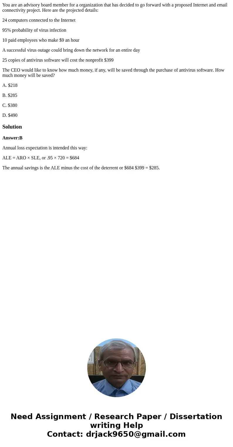 You are an advisory board member for a organization that has decided to go forward with a proposed Internet and email connectivity project. Here are the project