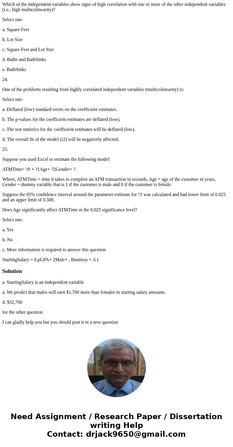 1. Suppose you used Ordinary Least Squares (OLS) to estimate the following model (the subscripts i have been dropped throughout): Where StartingSalary is a rece 1. Suppose you used Ordinary Least Squares (OLS) to estimate the following model (the subscripts i have been dropped throughout): Where StartingSalary is a rece