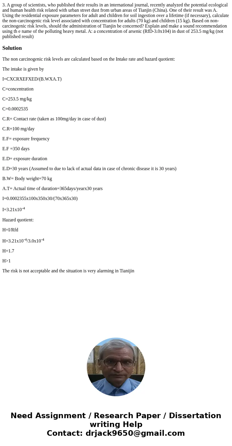 3. A group of scientists, who published their results in an international journal, recently analyzed the potential ecological and human health risk related wit  3. A group of scientists, who published their results in an international journal, recently analyzed the potential ecological and human health risk related wit