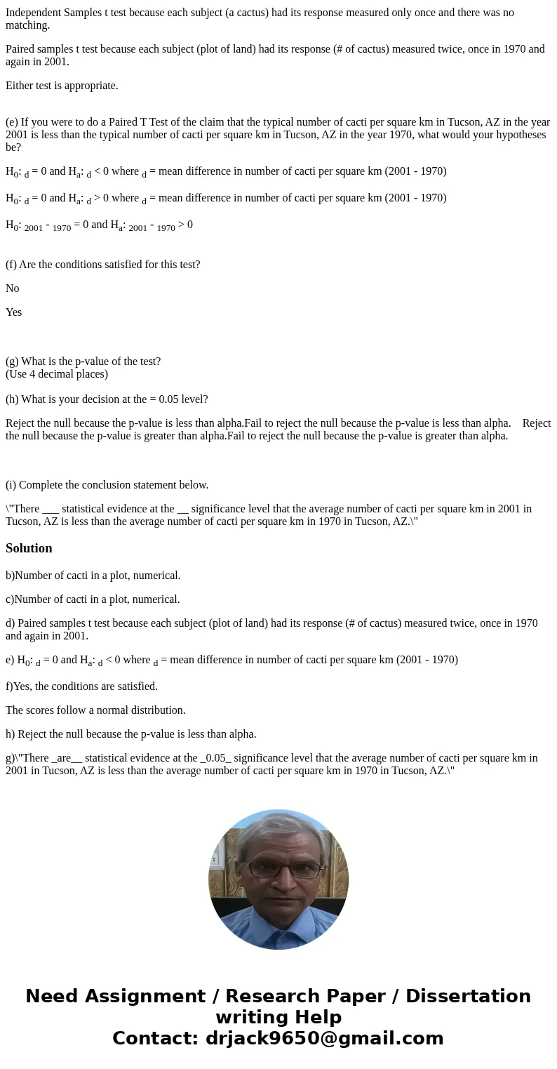 a cacti A 1 square km plot of land near Tucson, AZ (b) What is the explanatory variable and what type of variable is it? Year, numerical Year, categorical Numbe a cacti A 1 square km plot of land near Tucson, AZ (b) What is the explanatory variable and what type of variable is it? Year, numerical Year, categorical Numbe