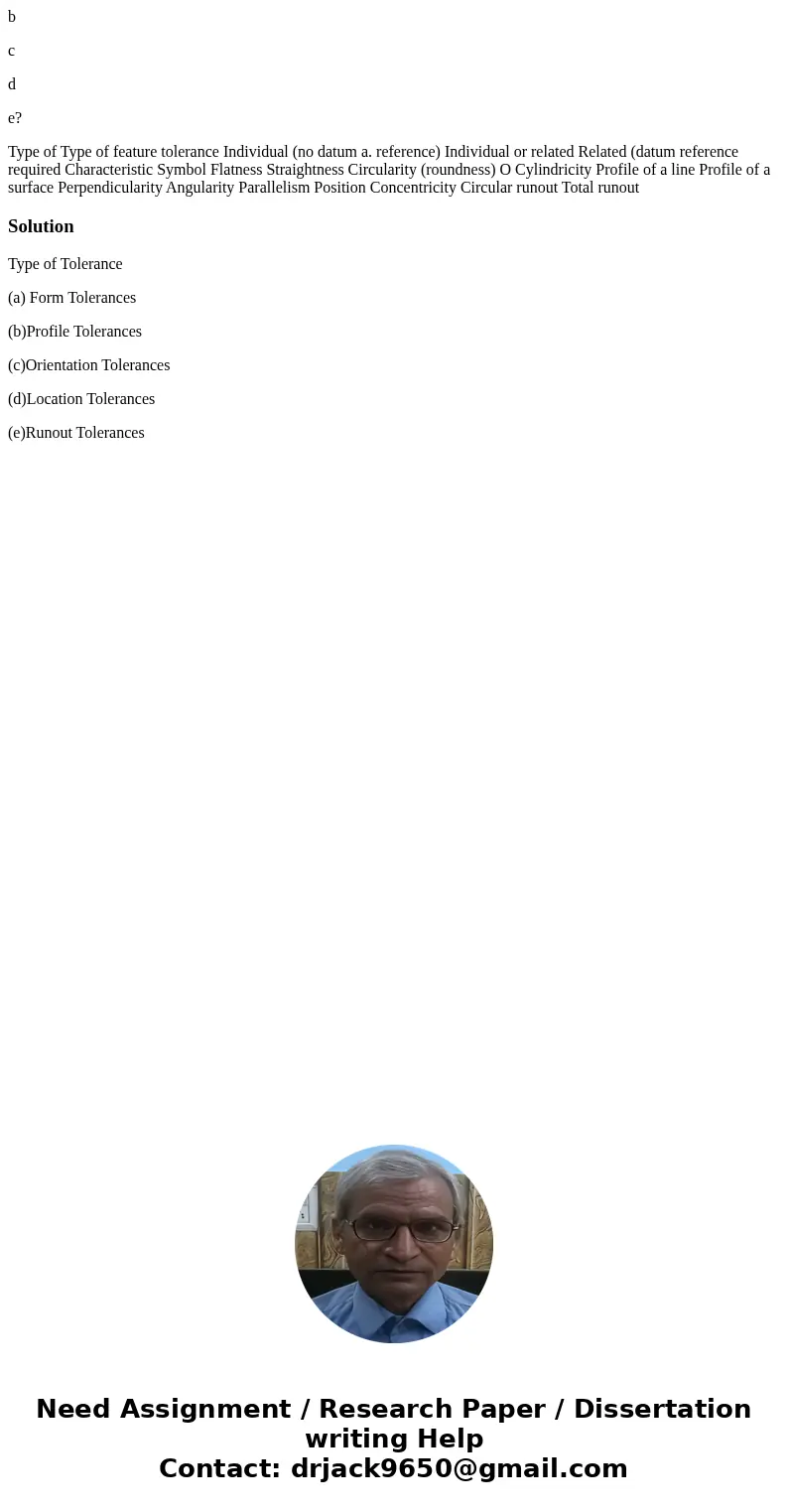 b c d e? Type of Type of feature tolerance Individual (no datum a. reference) Individual or related Related (datum reference required Characteristic Symbol Flat b c d e? Type of Type of feature tolerance Individual (no datum a. reference) Individual or related Related (datum reference required Characteristic Symbol Flat