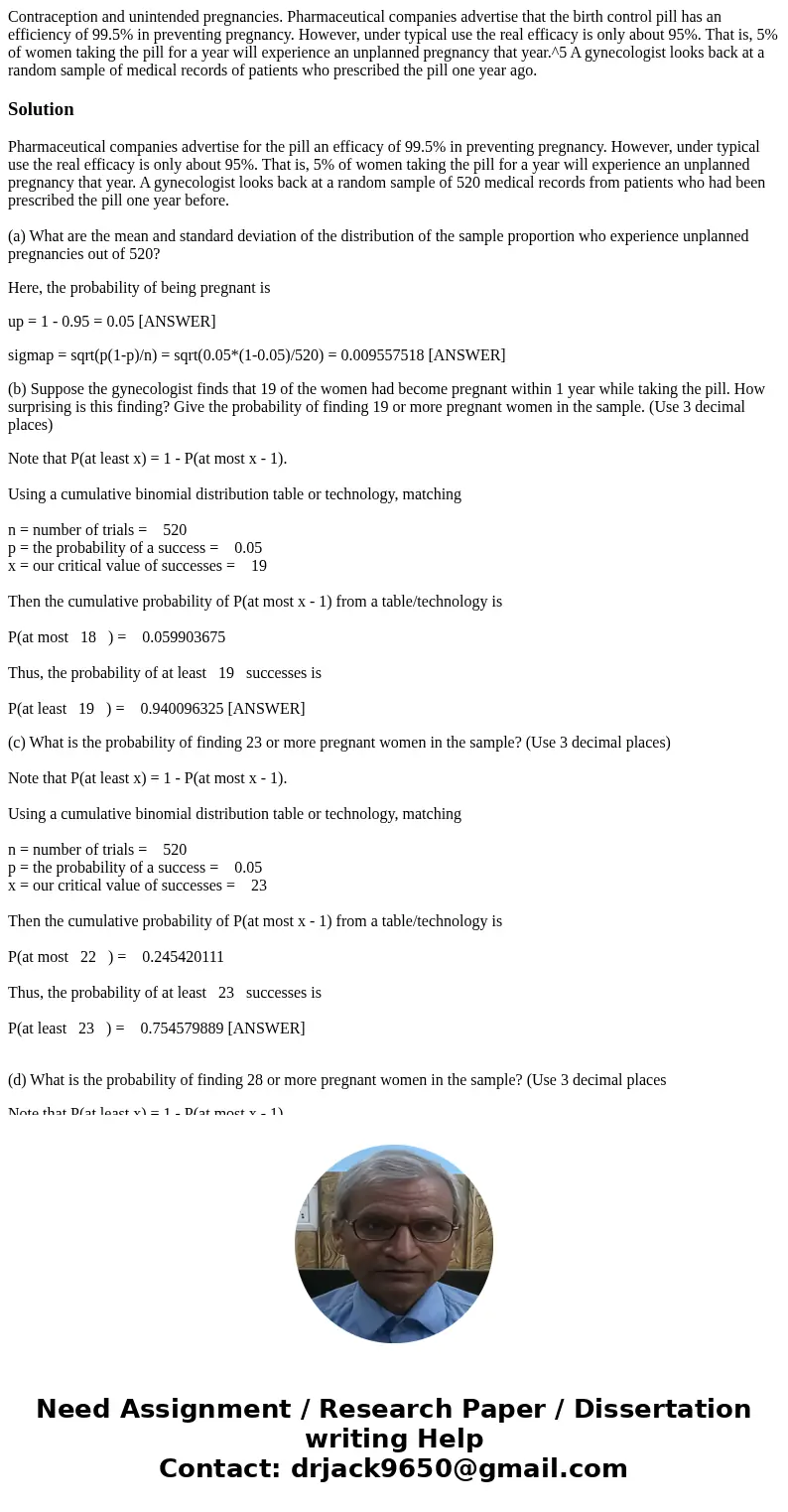 Contraception and unintended pregnancies. Pharmaceutical companies advertise that the birth control pill has an efficiency of 99.5% in preventing pregnancy. Ho  Contraception and unintended pregnancies. Pharmaceutical companies advertise that the birth control pill has an efficiency of 99.5% in preventing pregnancy. Ho