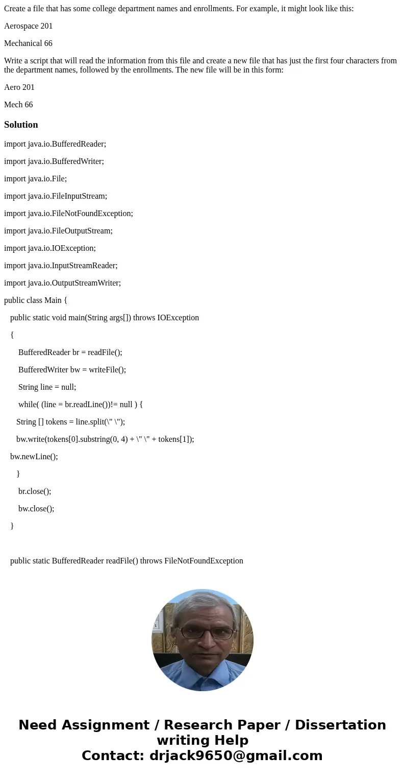 Create a file that has some college department names and enrollments. For example, it might look like this: Aerospace 201 Mechanical 66 Write a script that will Create a file that has some college department names and enrollments. For example, it might look like this: Aerospace 201 Mechanical 66 Write a script that will