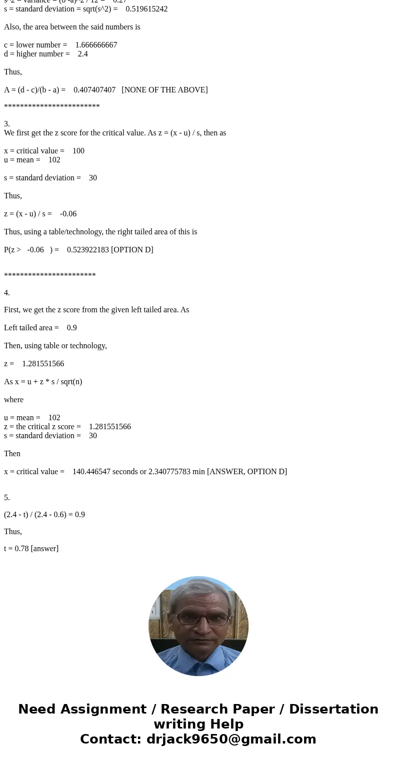 Customer checkout time at Osco Drug is uniformly distributed between 0.6 and 2.4 minutes. The check out time at Walgreens is normally distributed with mean 0f 1 Customer checkout time at Osco Drug is uniformly distributed between 0.6 and 2.4 minutes. The check out time at Walgreens is normally distributed with mean 0f 1