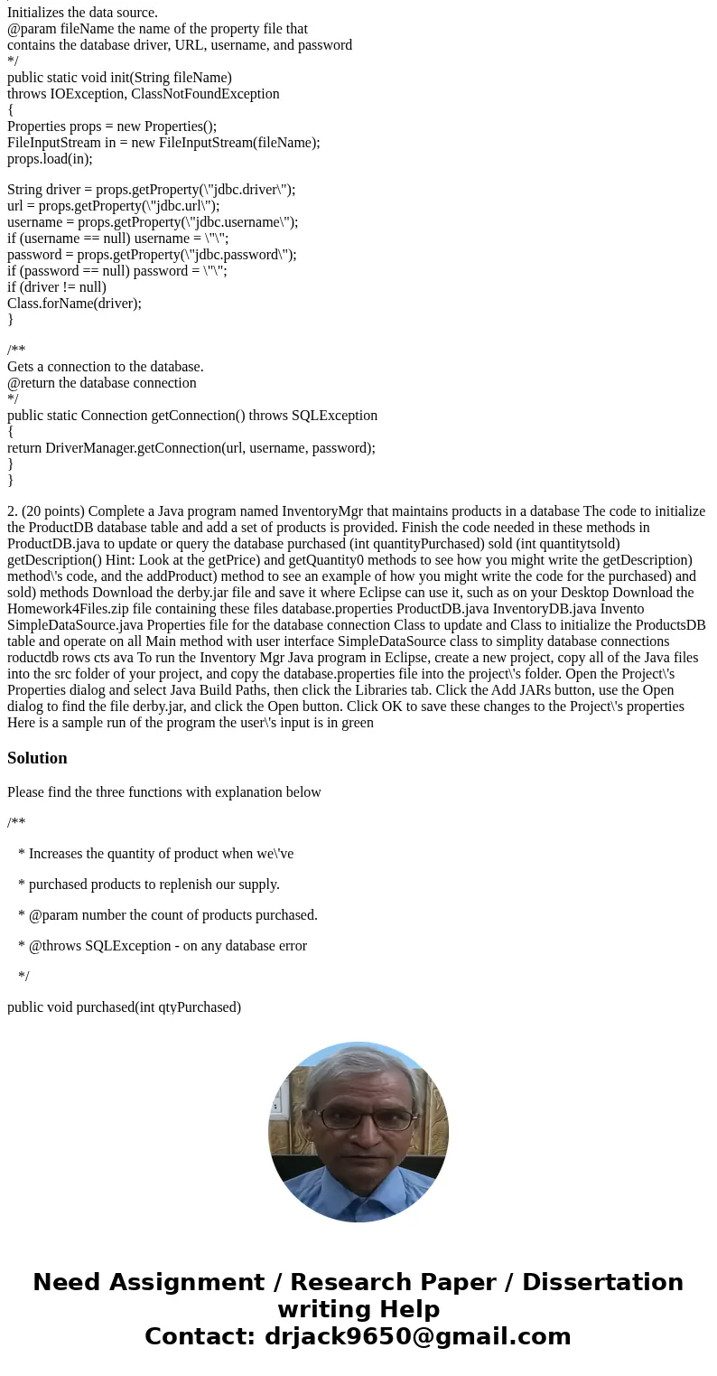 database properties: jdbc.url=jdbc:derby:BigJavaDB;create=true # With other databases, you may need to add entries such as these # jdbc.username=admin # jdbc.pa