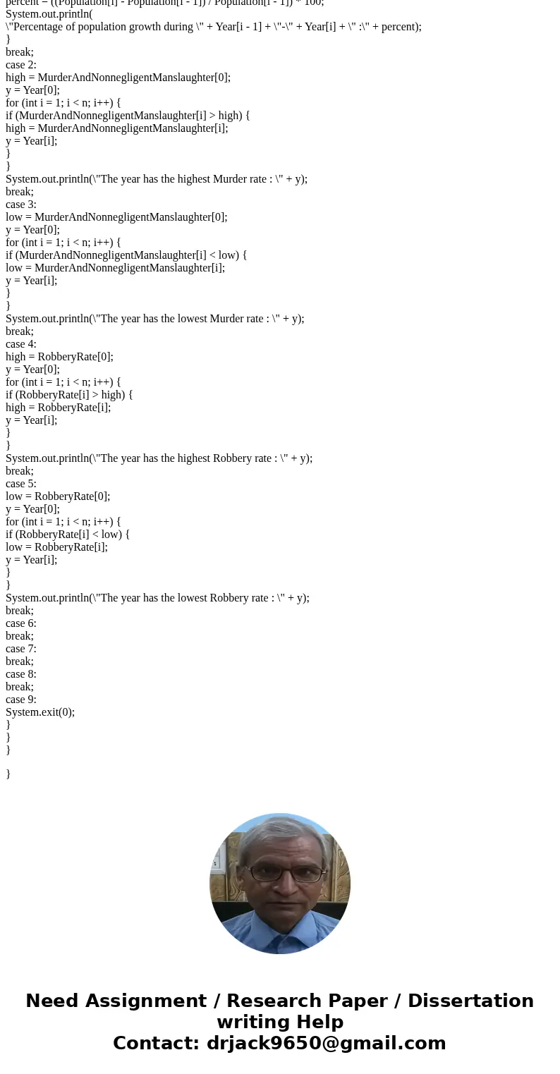 Design a Java application that will read a file containing data related to the US. Crime statistics from 1994-2013. The description of the file is shown below.  Design a Java application that will read a file containing data related to the US. Crime statistics from 1994-2013. The description of the file is shown below.