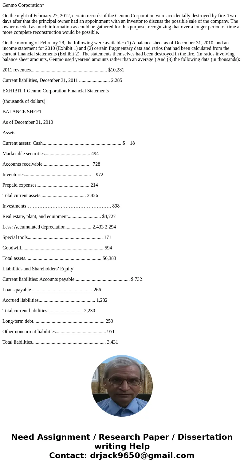 Genmo Corporation* On the night of February 27, 2012, certain records of the Genmo Corporation were accidentally destroyed by fire. Two days after that the prin Genmo Corporation* On the night of February 27, 2012, certain records of the Genmo Corporation were accidentally destroyed by fire. Two days after that the prin