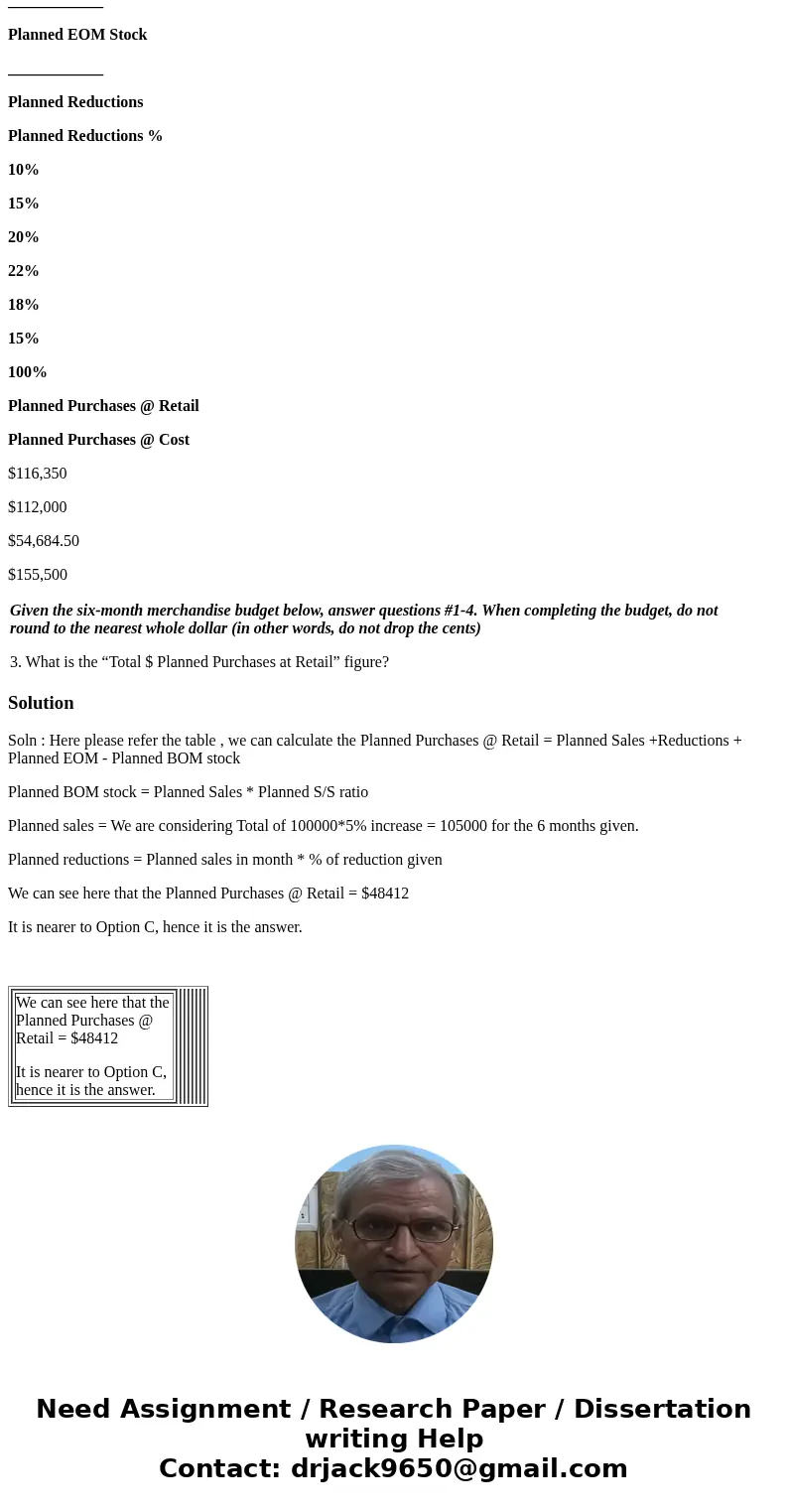 Given the six-month merchandise budget below, answer questions #1-4. When completing the budget, do not round to the nearest whole dollar (in other words, do no Given the six-month merchandise budget below, answer questions #1-4. When completing the budget, do not round to the nearest whole dollar (in other words, do no