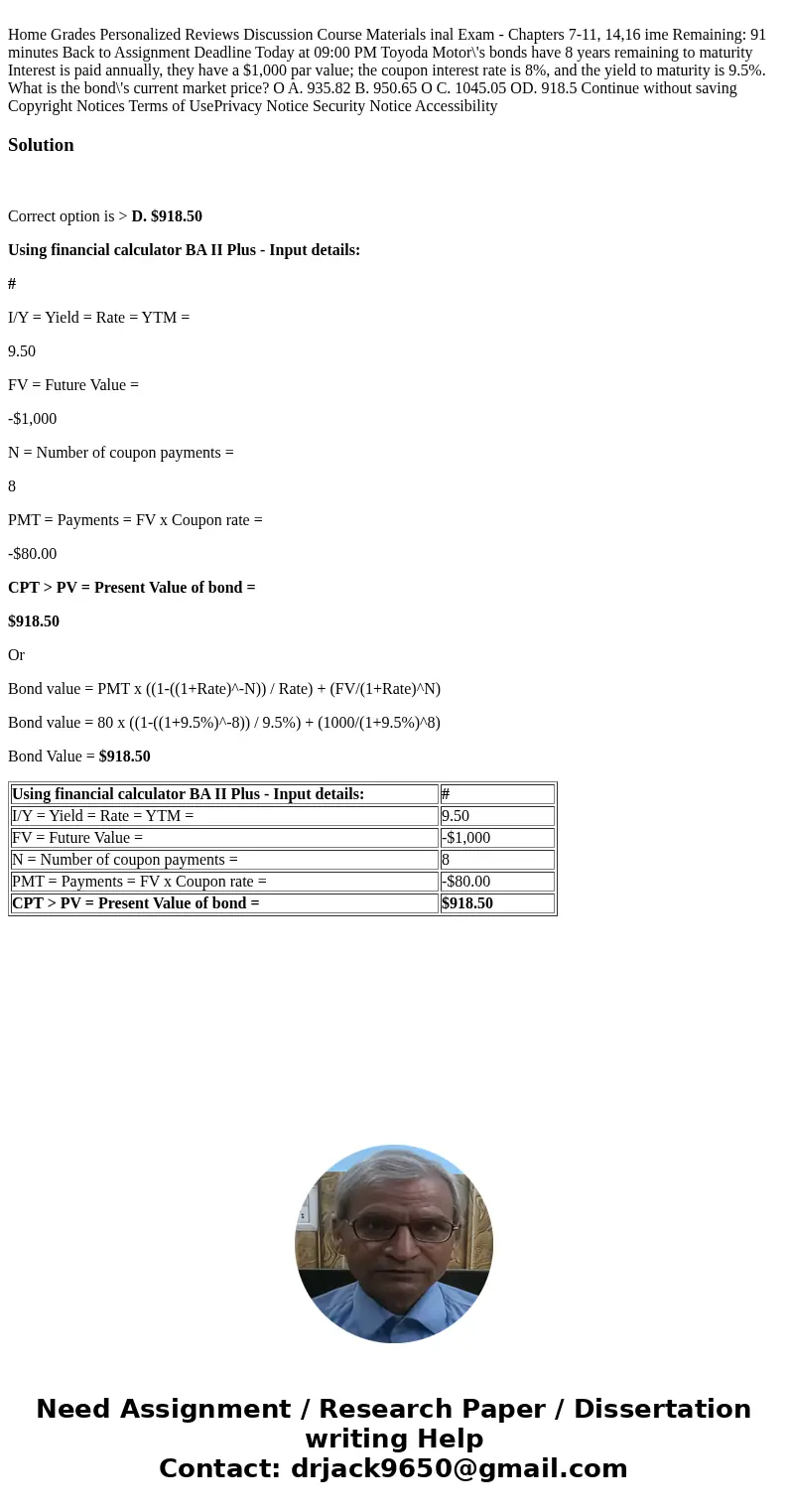  Home Grades Personalized Reviews Discussion Course Materials inal Exam - Chapters 7-11, 14,16 ime Remaining: 91 minutes Back to Assignment Deadline Today at 09