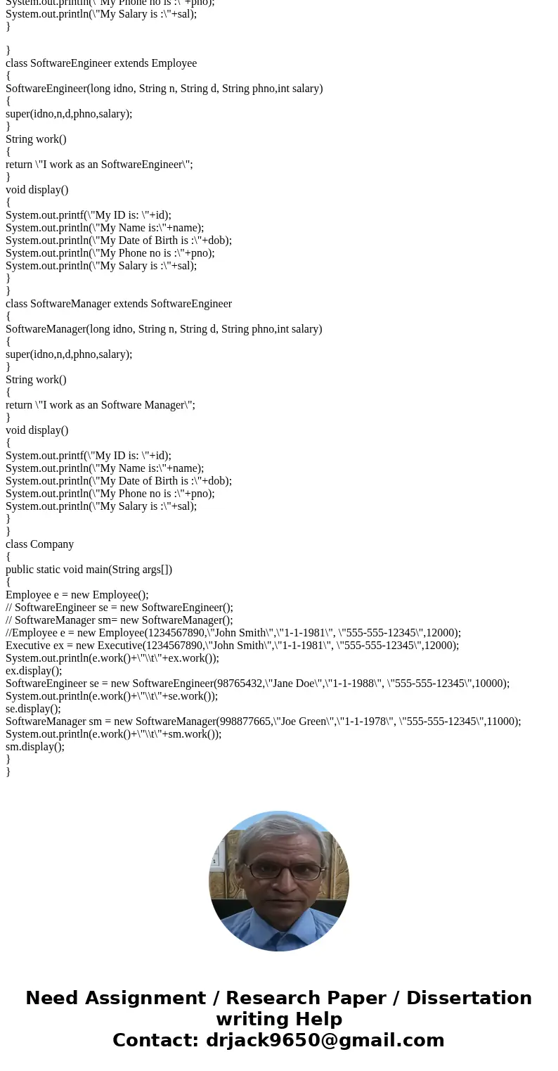 in java. Consider the following problem description and write java code: A company need to store its employees information. Each employee has an id, name, date  in java. Consider the following problem description and write java code: A company need to store its employees information. Each employee has an id, name, date