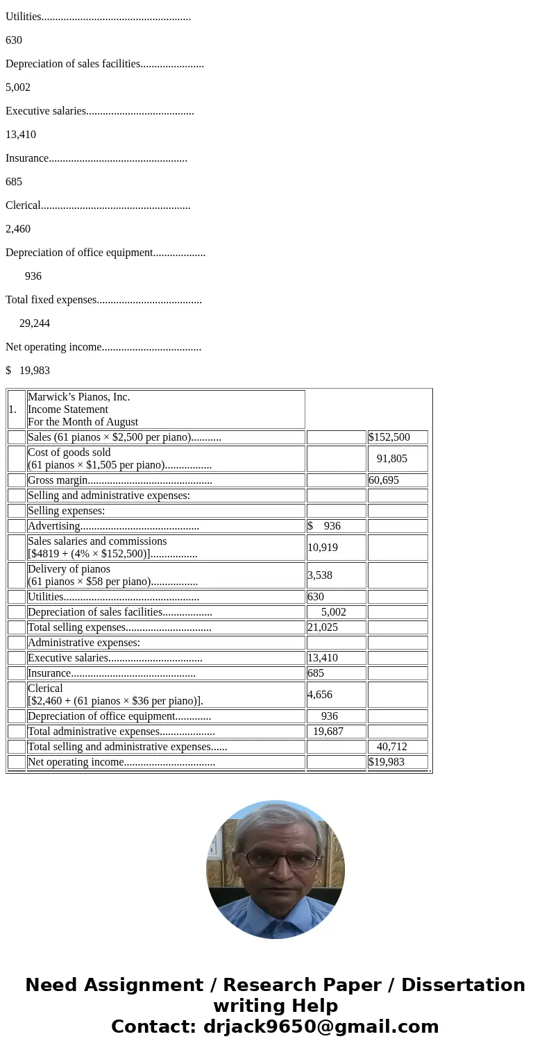  Marwick\'s Pianos, Inc., purchases pianos from a large manufacturer for an average cost of $1.505 per unit and then s customers for an average price of $2,500 