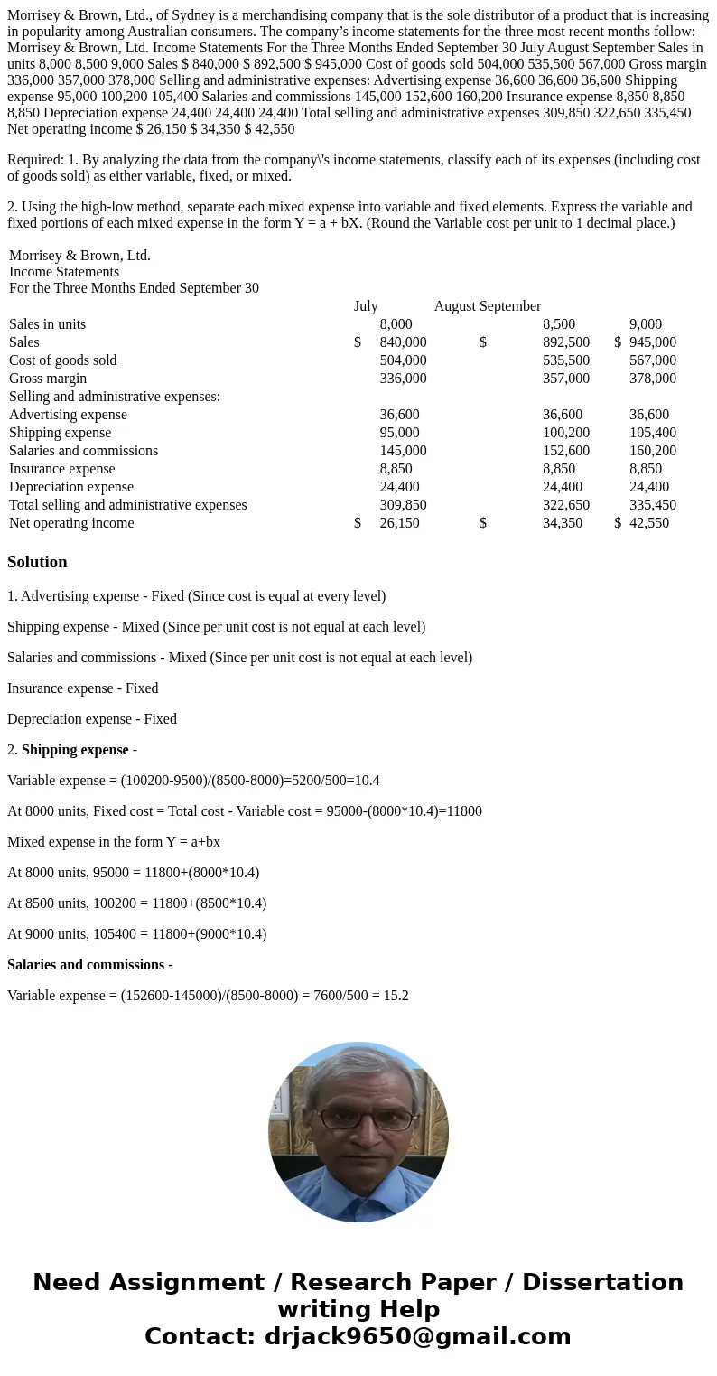 Morrisey & Brown, Ltd., of Sydney is a merchandising company that is the sole distributor of a product that is increasing in popularity among Australian con