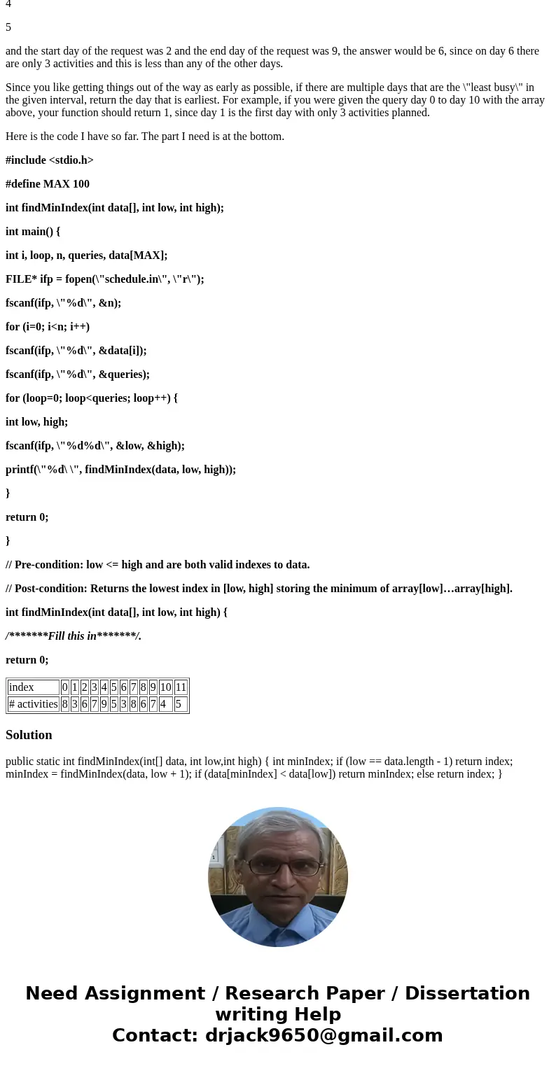 Need some help filling in the function at the bottom of code labeled /******* *******/. The function will take in a list of the number of activities for each da Need some help filling in the function at the bottom of code labeled /******* *******/. The function will take in a list of the number of activities for each da