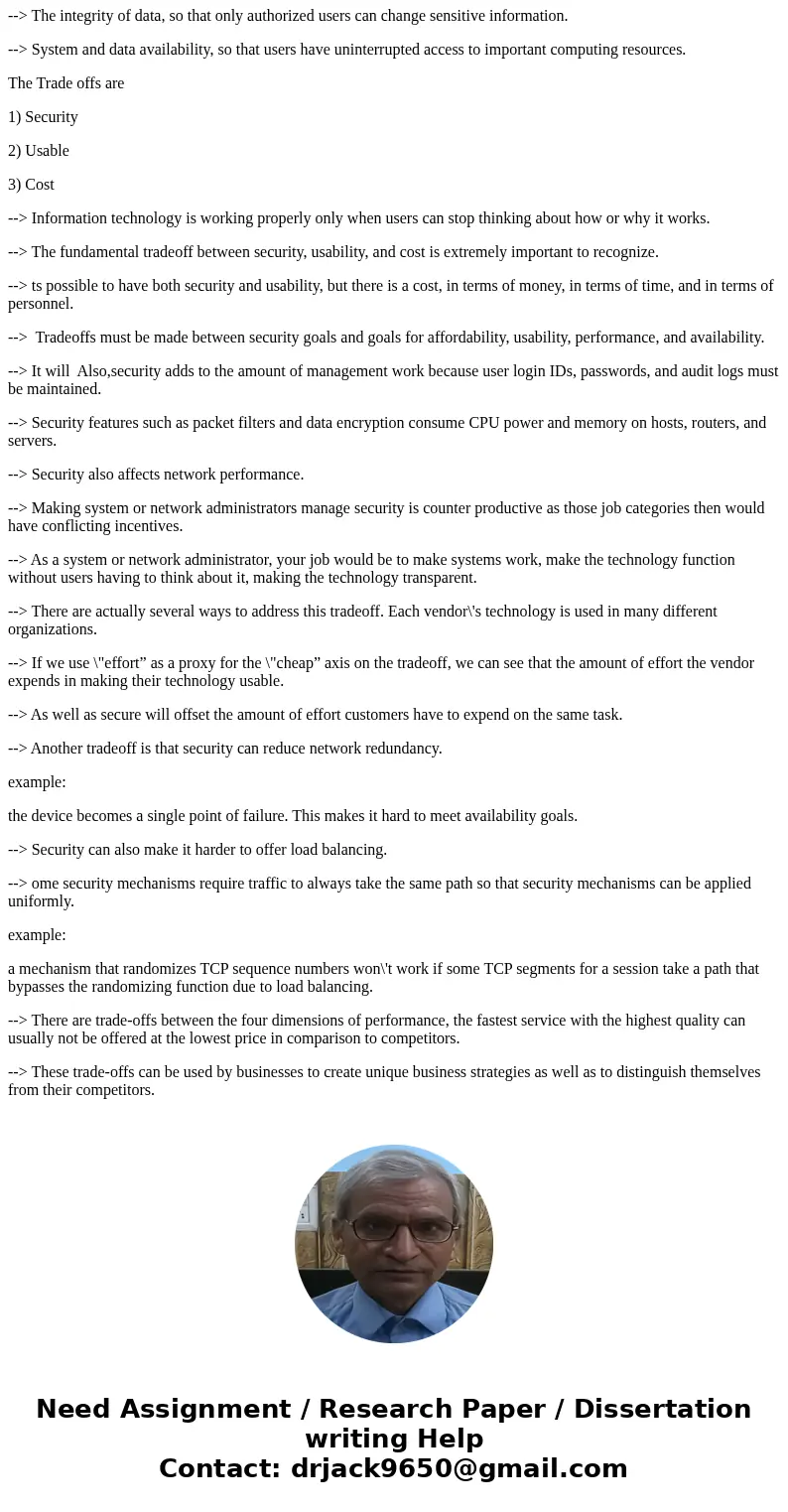 Network design requires give-and-take to achieve business goals. What four trade offs would need to be made to achieve maximum security of the network?SolutionA