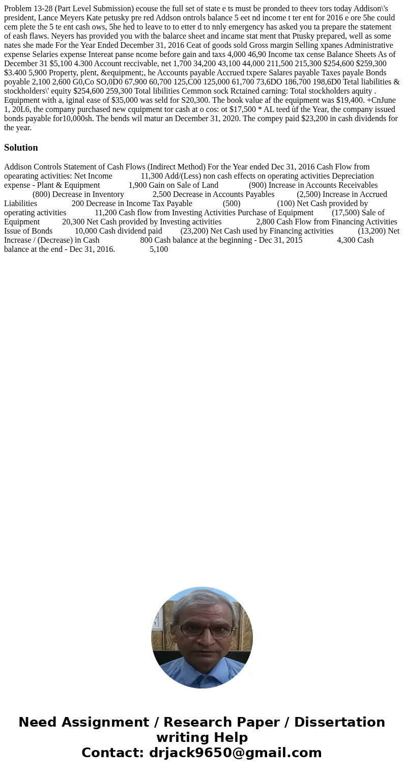 Problem 13-28 (Part Level Submission) ecouse the full set of state e ts must be pronded to theev tors today Addison\'s president, Lance Meyers Kate petusky pre  Problem 13-28 (Part Level Submission) ecouse the full set of state e ts must be pronded to theev tors today Addison\'s president, Lance Meyers Kate petusky pre