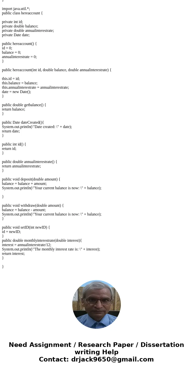 Python assignment: (Game: ATM machine) Use the Account class created in Exercise 7.3 to simulate an ATM machine. Create ten accounts in a list with the ids: 0,  Python assignment: (Game: ATM machine) Use the Account class created in Exercise 7.3 to simulate an ATM machine. Create ten accounts in a list with the ids: 0,