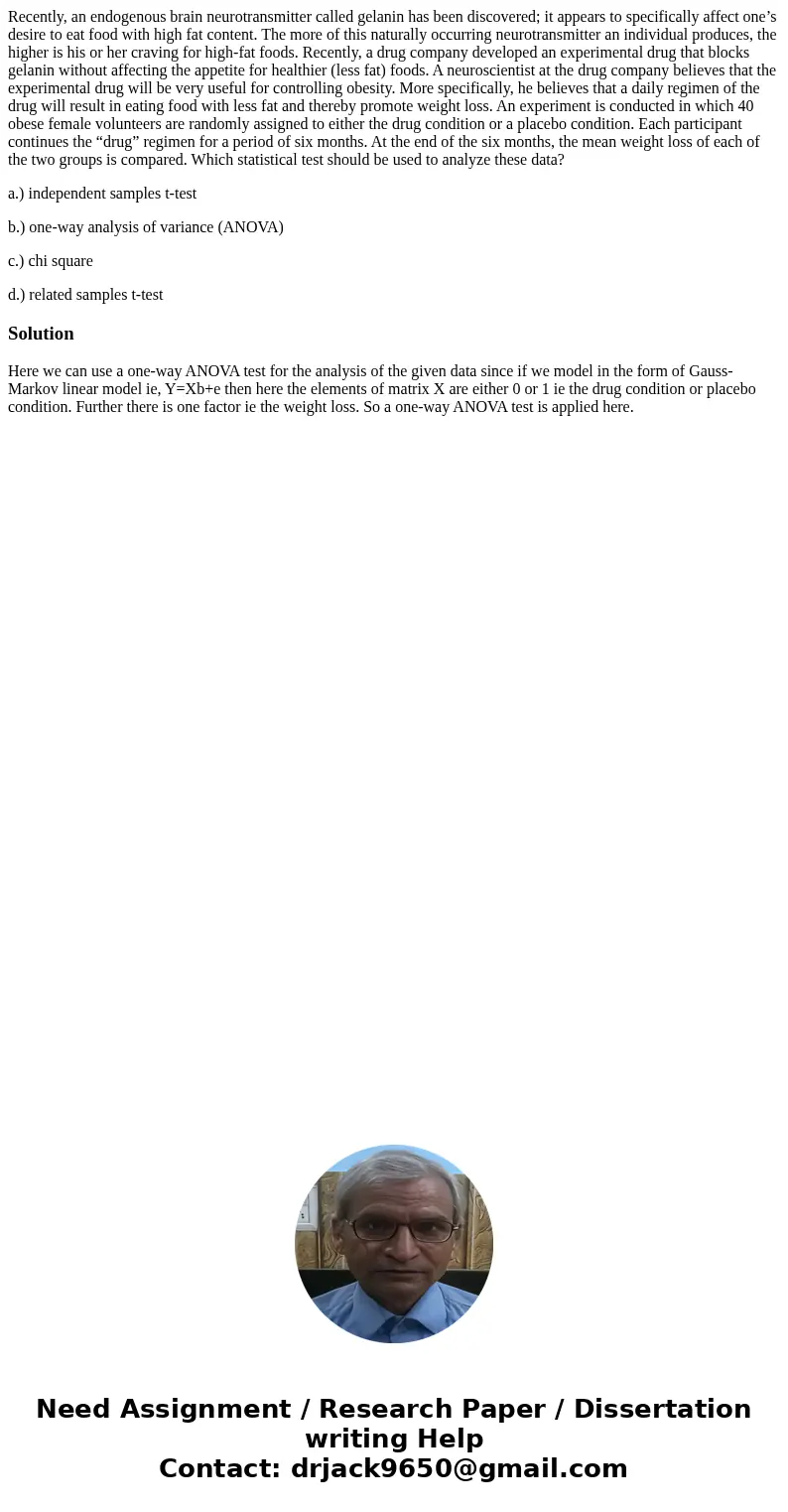 Recently, an endogenous brain neurotransmitter called gelanin has been discovered; it appears to specifically affect one’s desire to eat food with high fat cont