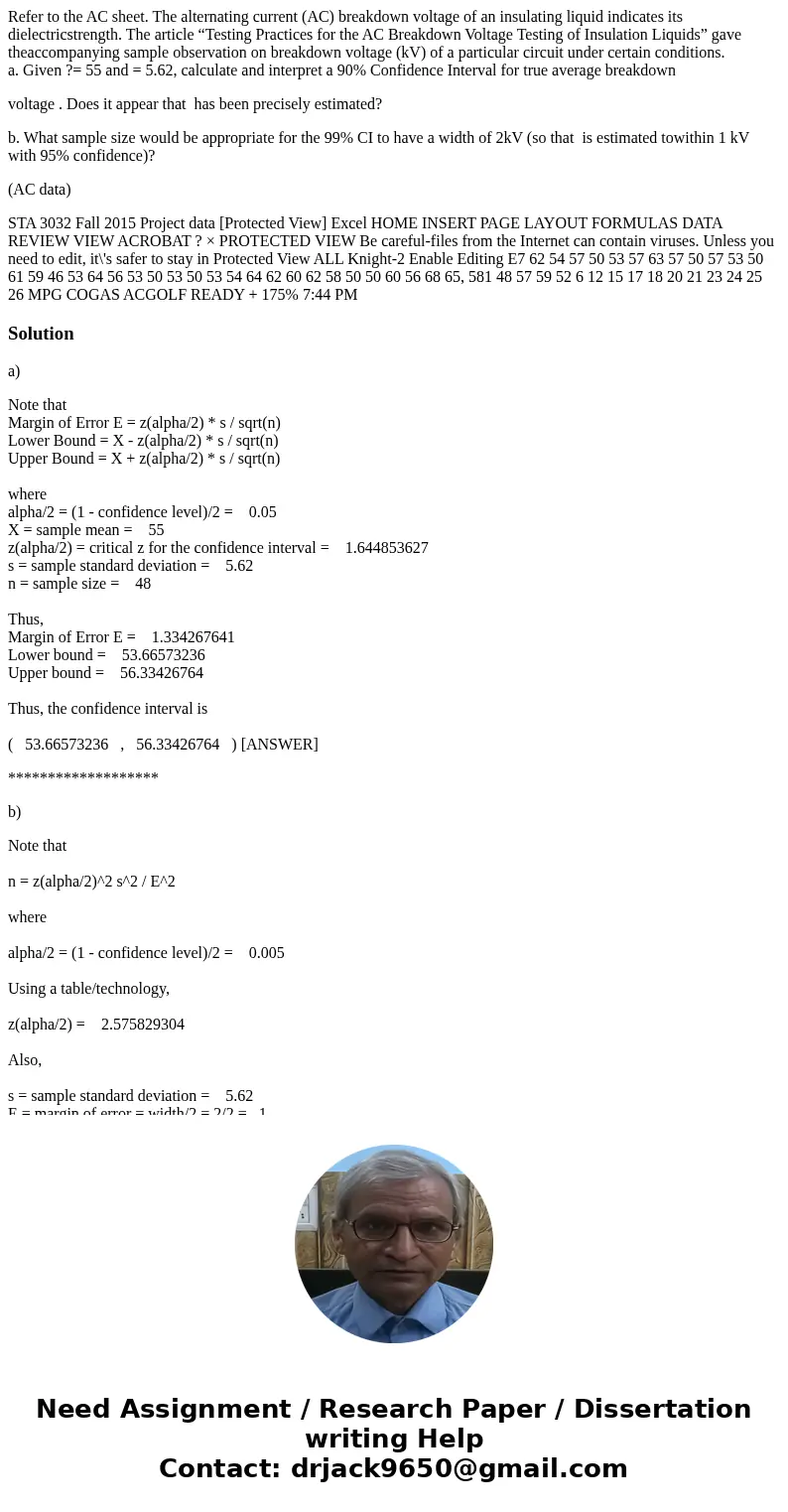 Refer to the AC sheet. The alternating current (AC) breakdown voltage of an insulating liquid indicates its dielectricstrength. The article “Testing Practices f Refer to the AC sheet. The alternating current (AC) breakdown voltage of an insulating liquid indicates its dielectricstrength. The article “Testing Practices f