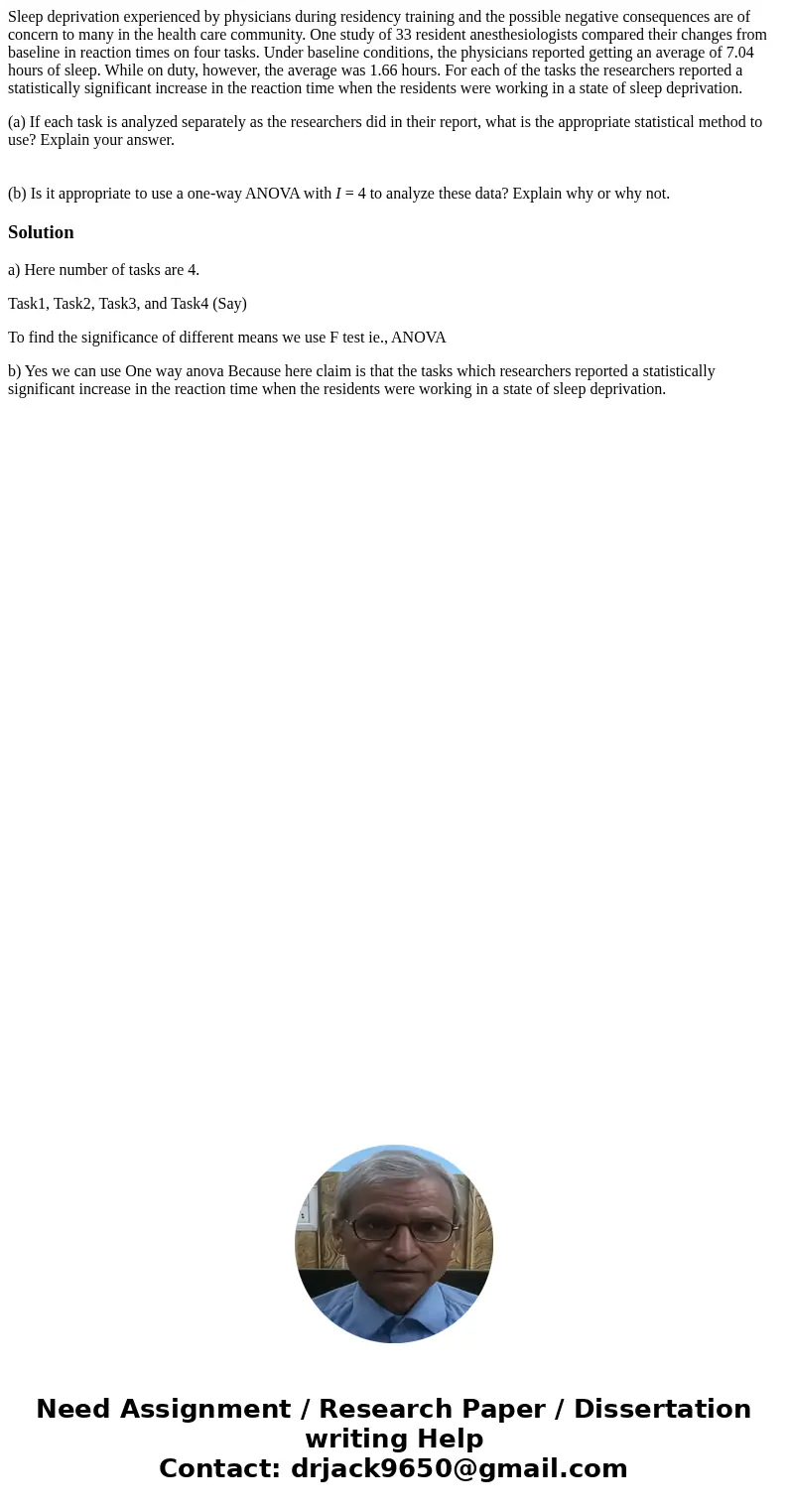 Sleep deprivation experienced by physicians during residency training and the possible negative consequences are of concern to many in the health care community Sleep deprivation experienced by physicians during residency training and the possible negative consequences are of concern to many in the health care community