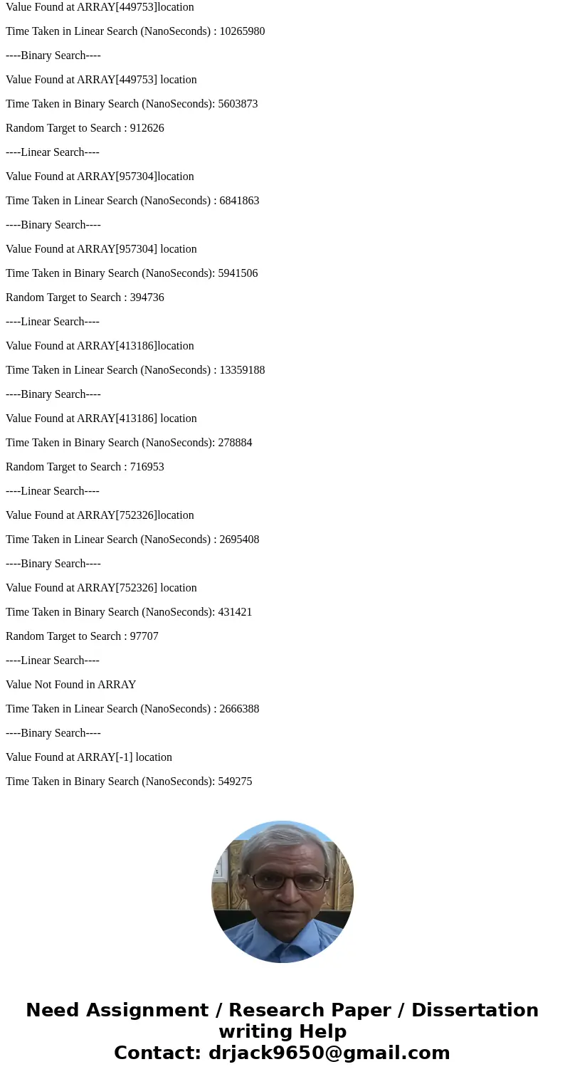 Task: Write a Java program to implement recursive binary search and linear search. You can use an array of integers of fixed size 2^20 = 1048576. The array shou Task: Write a Java program to implement recursive binary search and linear search. You can use an array of integers of fixed size 2^20 = 1048576. The array shou