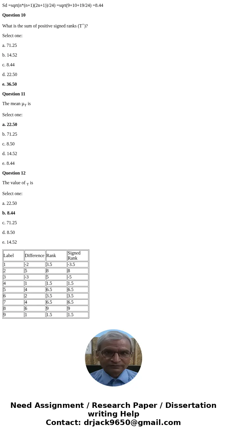 Test scores of ten individuals before and after a training program are shown below. Individual Score After the Program Score Before the Program 1 57 59 2 62 57 