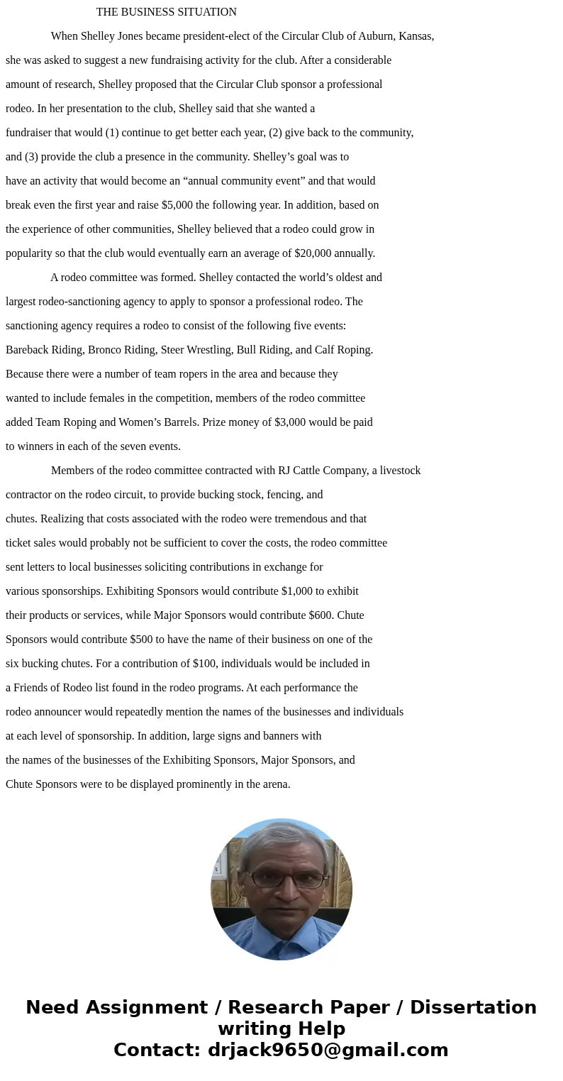 THE BUSINESS SITUATION When Shelley Jones became president-elect of the Circular Club of Auburn, Kansas, she was asked to suggest a new fundraising activity fo  THE BUSINESS SITUATION When Shelley Jones became president-elect of the Circular Club of Auburn, Kansas, she was asked to suggest a new fundraising activity fo