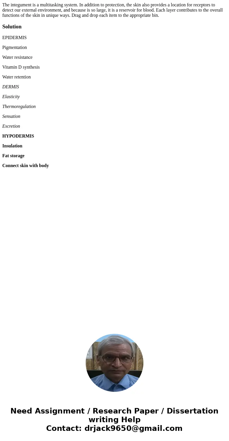  The integument is a multitasking system. In addition to protection, the skin also provides a location for receptors to detect our external environment, and bec