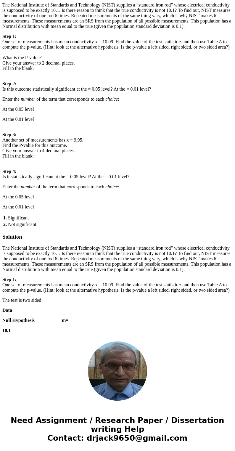 The National Institute of Standards and Technology (NIST) supplies a “standard iron rod” whose electrical conductivity is supposed to be exactly 10.1. Is there 