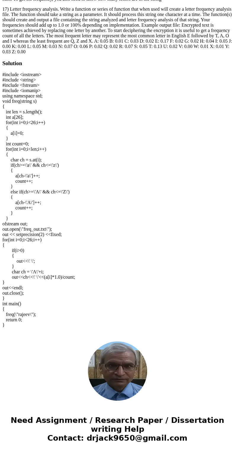 This is for c++, i will rate right away! Hint: Make use of arrays to make this much easier Hint: Don’t worry about capitalization – convert everything to upper  This is for c++, i will rate right away! Hint: Make use of arrays to make this much easier Hint: Don’t worry about capitalization – convert everything to upper