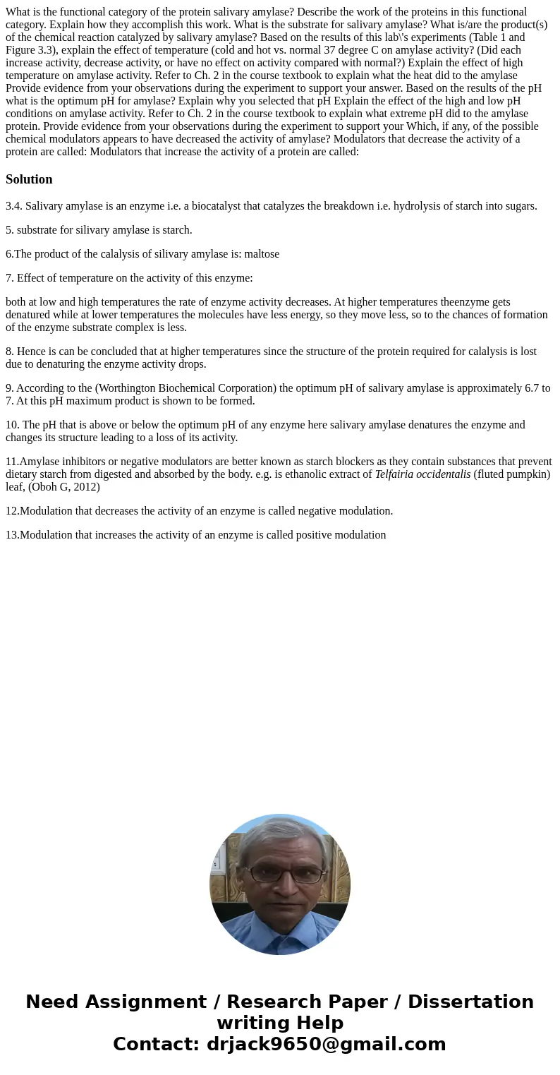 What is the functional category of the protein salivary amylase? Describe the work of the proteins in this functional category. Explain how they accomplish thi  What is the functional category of the protein salivary amylase? Describe the work of the proteins in this functional category. Explain how they accomplish thi