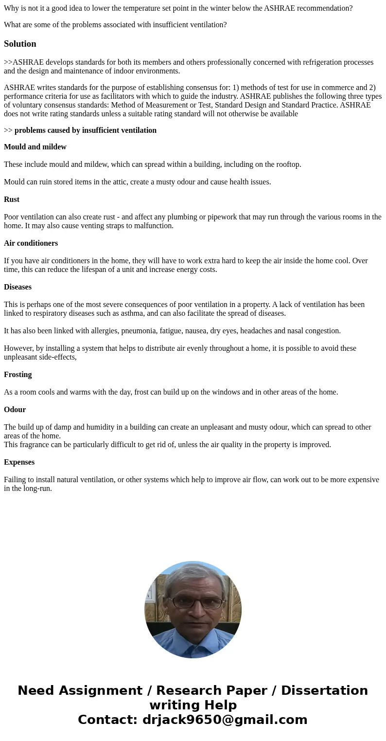 Why is not it a good idea to lower the temperature set point in the winter below the ASHRAE recommendation? What are some of the problems associated with insuff