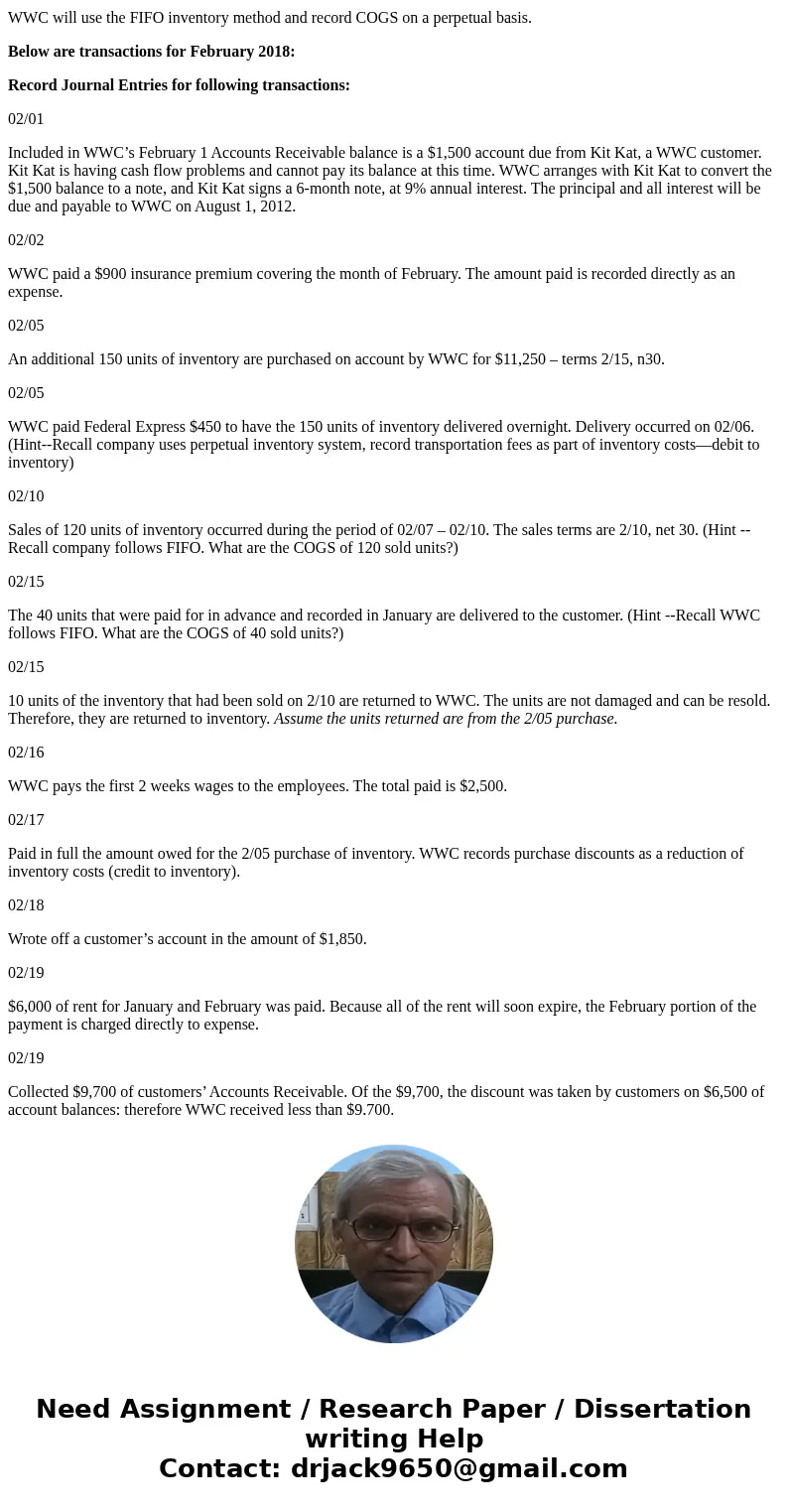 Will’s Widget Company (WWC) incorporated near the end of 2017. Operations began in January of 2018. WWC prepares adjusting entries and financial statements at t