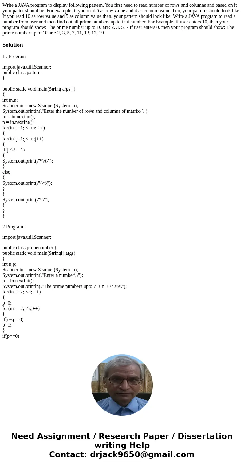 Write a JAVA program to display following pattern. You first need to read number of rows and columns and based on it your patter should be. For example, if you  Write a JAVA program to display following pattern. You first need to read number of rows and columns and based on it your patter should be. For example, if you