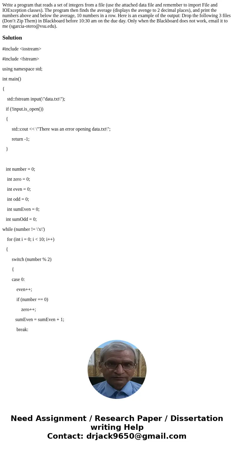 Write a program that reads a set of integers from a file (use the attached data file and remember to import File and IOException classes). The program then fin  Write a program that reads a set of integers from a file (use the attached data file and remember to import File and IOException classes). The program then fin
